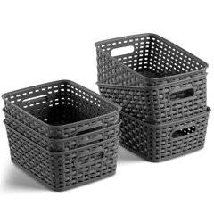 Water Hyacinth Storage Baskets for Organizing, Set of 2 Handwoven Pantry Organizers Nesting Container Baskets with Handle, Chalkboard Label & Chalk