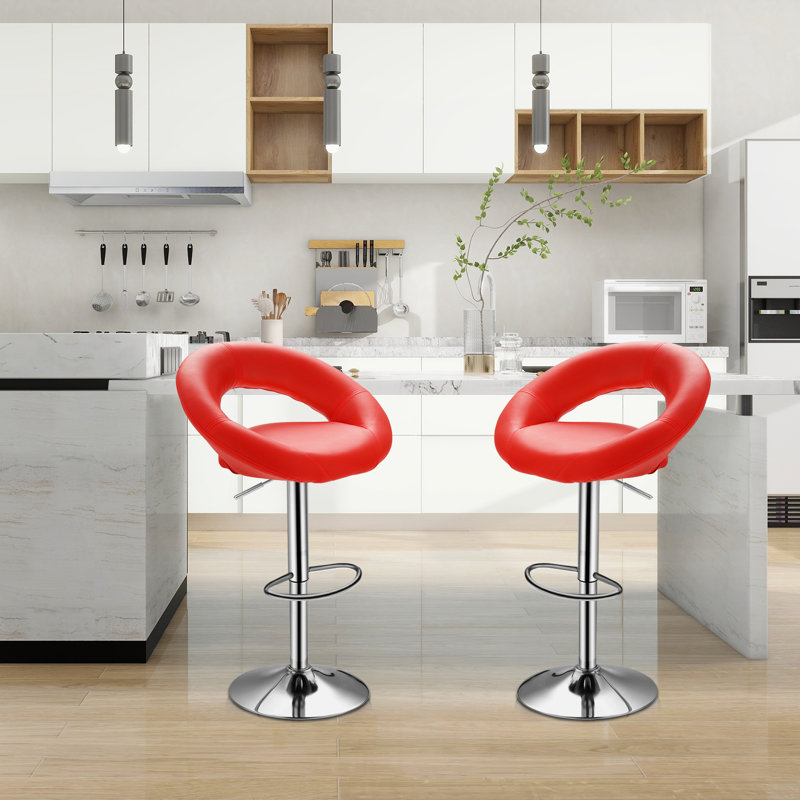 Tabourets de bar modernes pivotants à 360 °, chaises de hauteur réglable en similicuir pour la cuisine ou la salle à manger