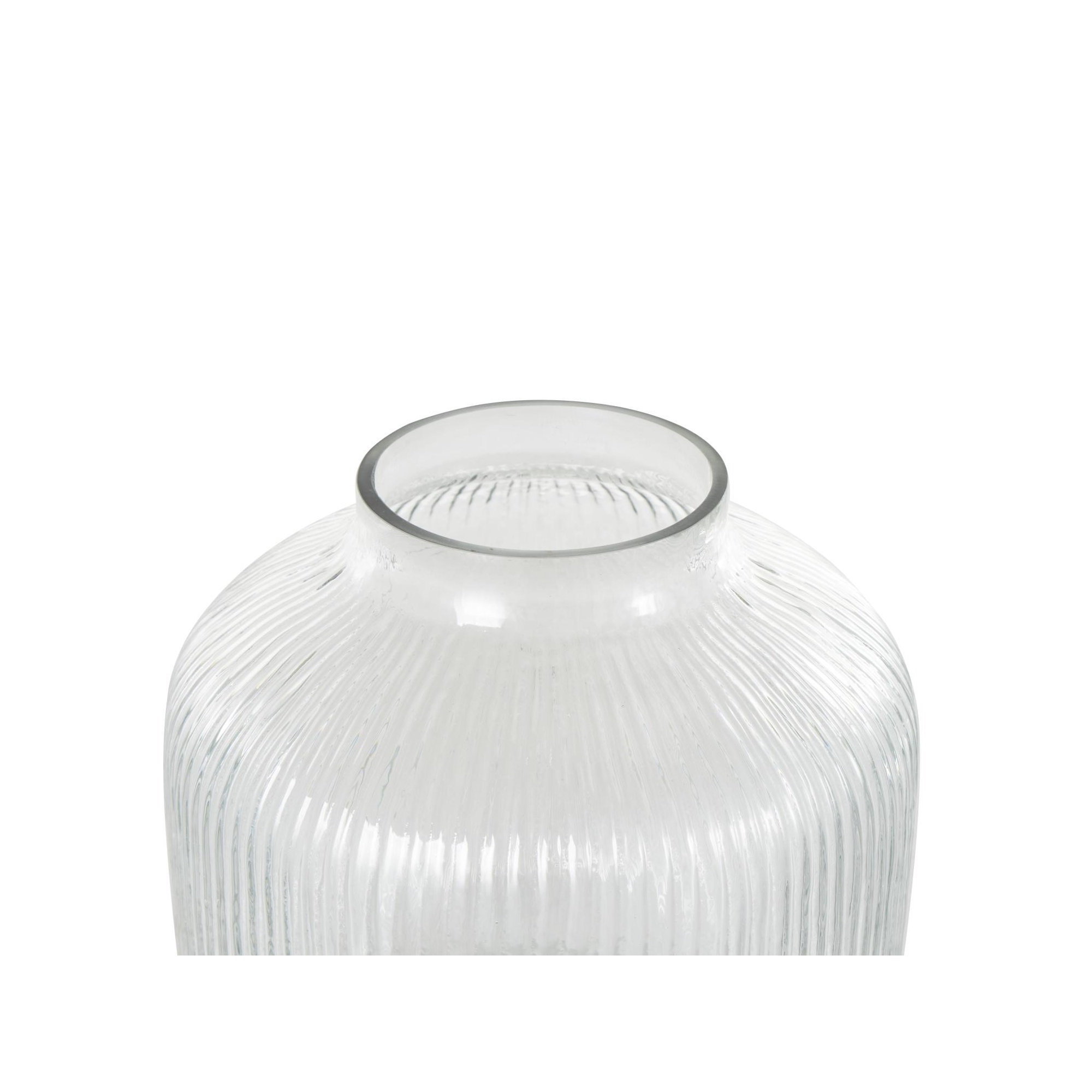 Perry Glass Short Round Ribbed Vase, 11.4" H x 11.2" W x 11.2" D
