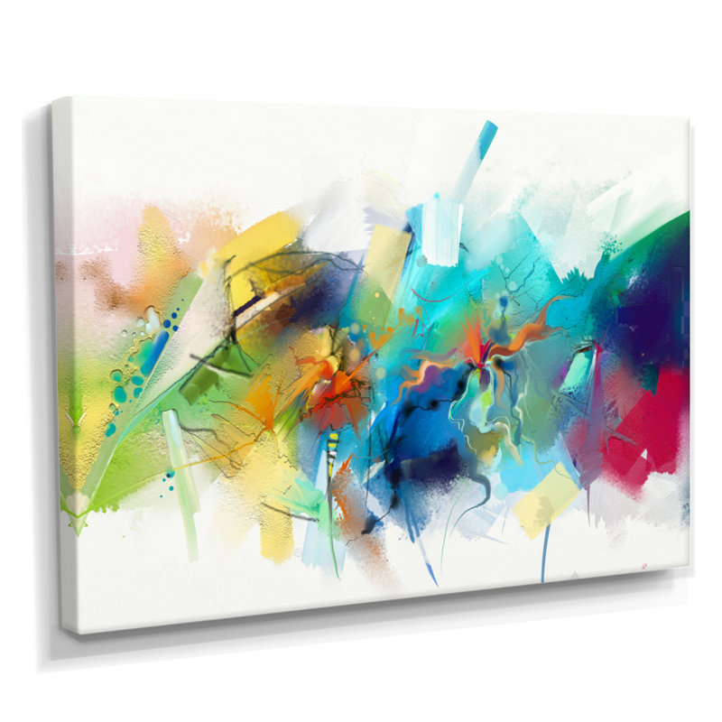 Art abstrait sur toile, reproduction d'art moderne turquoise - Histoire turquoise avec touches, H 34 po x l 44 po, Sans cadre