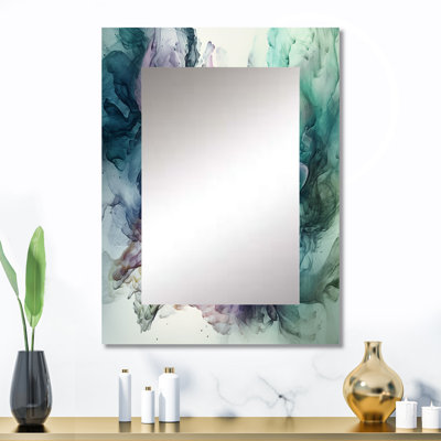 Vert mauve marbré Symphony - miroir mural décoratif en marbre, miroir moderne, impression d'art en métal