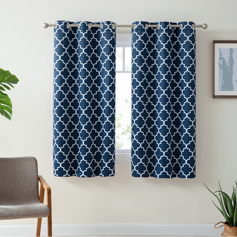 Alexuis Blackout Curtain Pair, Navy Blue, 37" W x 63" L