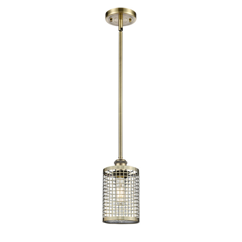 Luminaire suspendu cylindrique à 1 lumière Peraza, Laiton antique