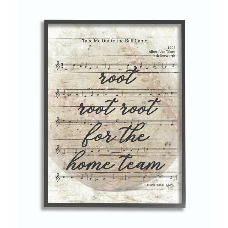 «Root for the Home Team Base Ball Game Music Part» par Penny Lane, impression d'art textuel, H 30 po x l 24 po