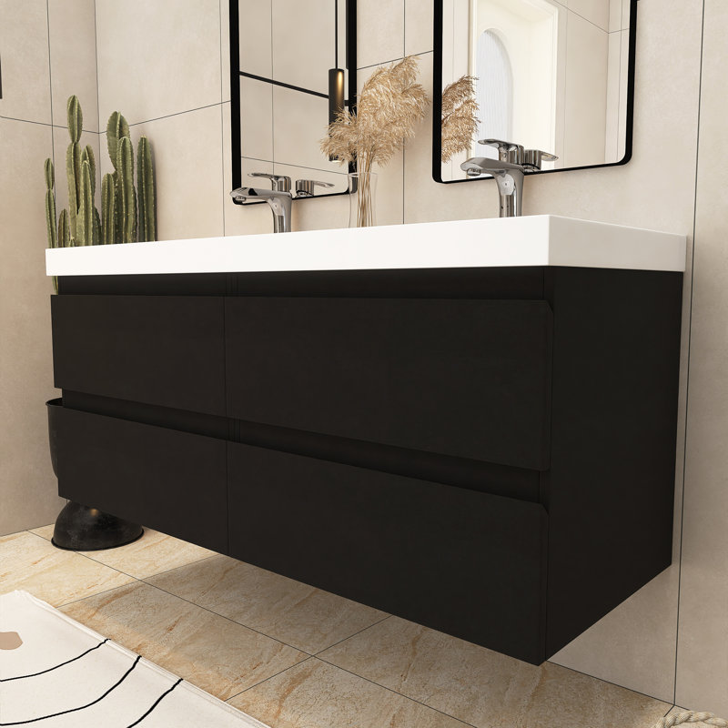 Meuble-lavabo double 47,05 po avec plateau en résine Joeris