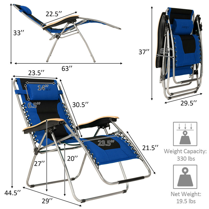 Folding Zero Gravity Chair, Blue