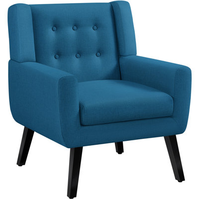 73cm Wide Tufted Polyester Armchair with Solid Wood Legs