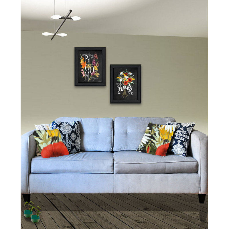 «Love Grows Here», art mural encadré 2 pièces pour salon, décoration murale maison par House Fenway