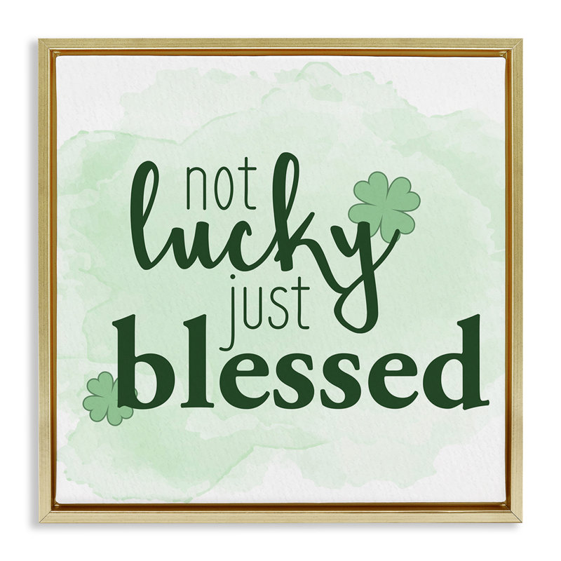 Trèfles verts Just Blessed, Cadre flottant métallique doré, H 25 po x l 25 po