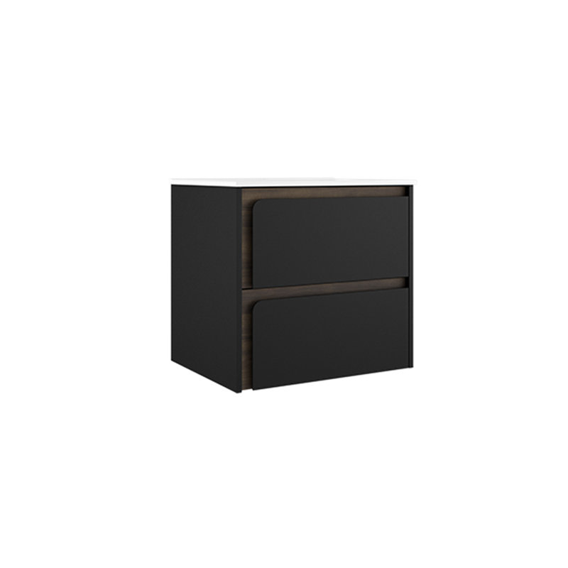 Meuble-lavabo mural simple 24 po avec lavabo vasque Cordoba, Noir / bois, Noir