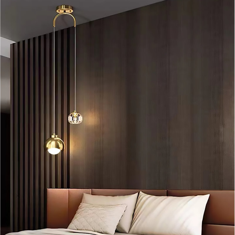 Loriel 2 - Light Sphere Chandelier Ceiling Light With Crystal  Accents Height adjustable(1 PC), Matte Black, Crystal