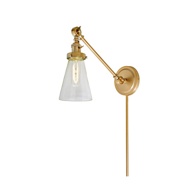 Martucci Swing Arm Sconce, Rubbed Brass