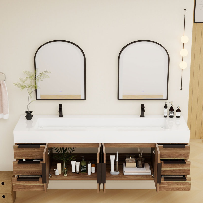 Meuble-lavabo simple mural 72 po Jessica, Chêne naturel