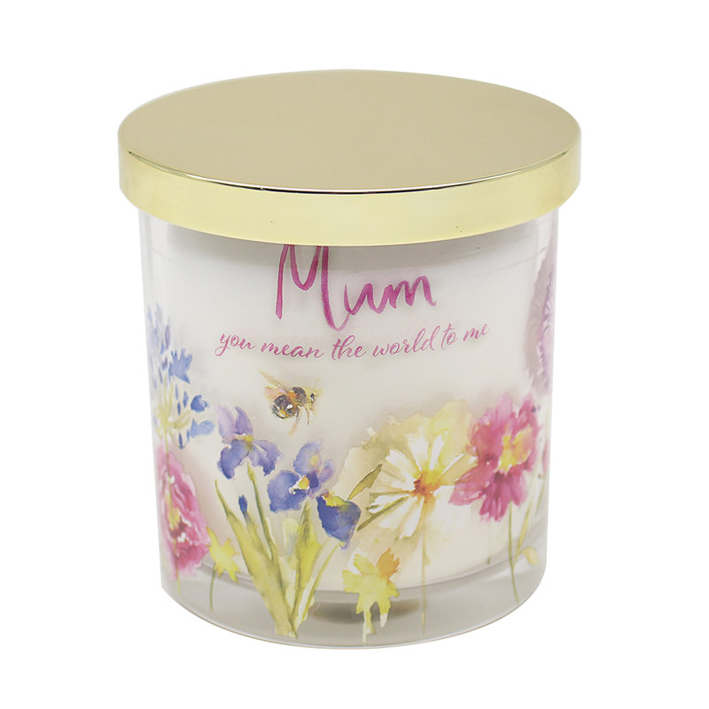 Plant / Floral Scented Jar Candle with Glass Holder