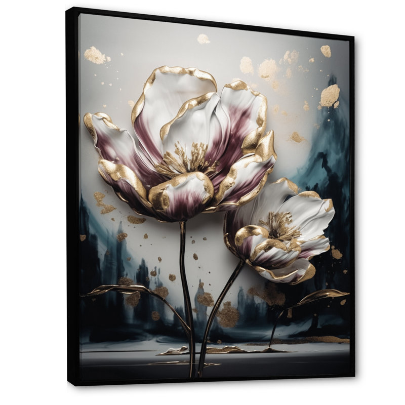«Pink Tulip Cascade I», reproduction d'art sur toile, H 32 po x l 24 po x P 1 po, Cadre flottant noir