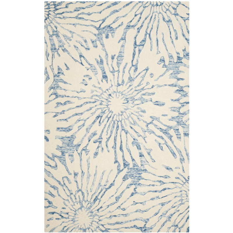 Tapis floral en laine touffeté à la main Mccullough, Rectangle 4 pi x 6 pi