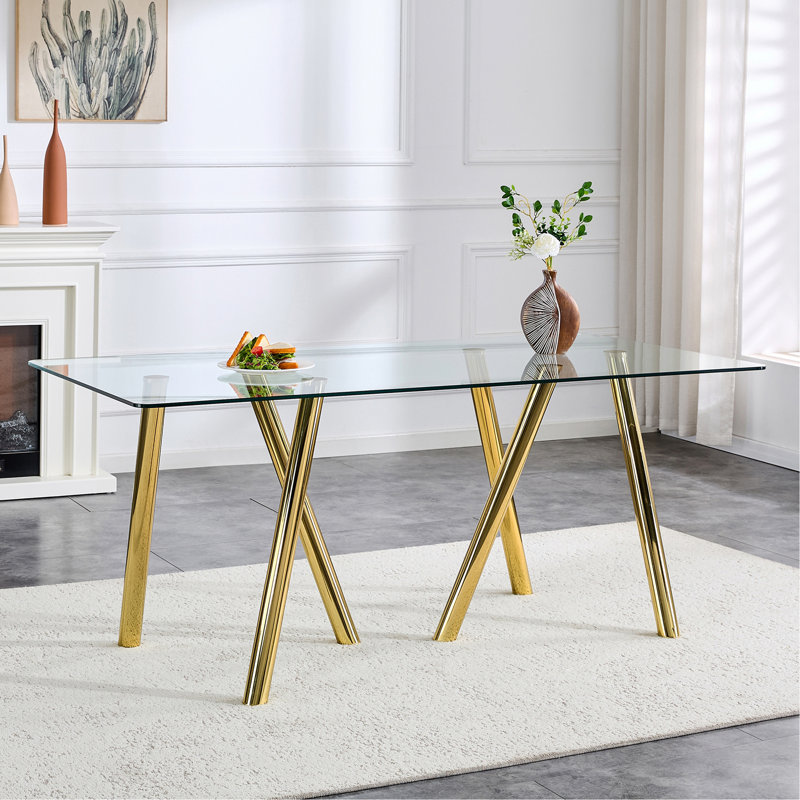 Table de salle à manger à quatre pieds, Doré