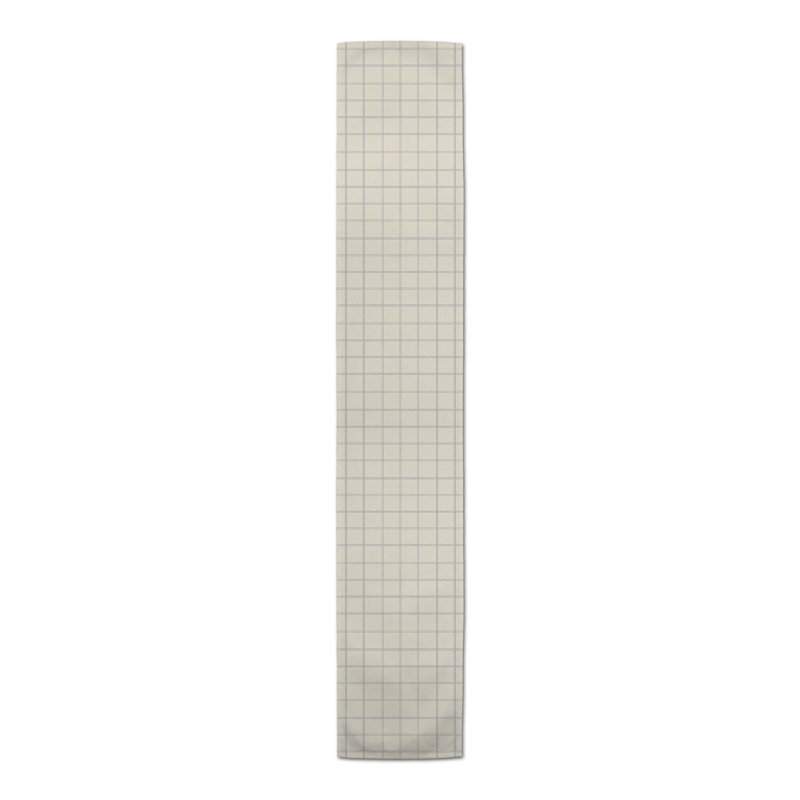Red And Cream Check Table Runner, 72" x 16", Gray/Cream
