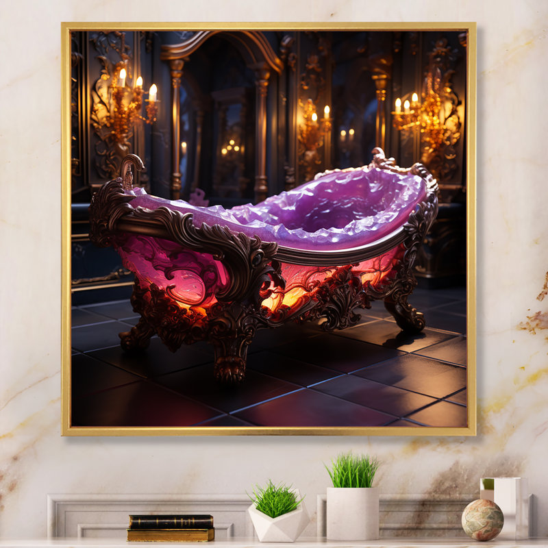 «Bathroom Bathroom Dream» sur toile, H 30 po x l 30 po x P 1 po, Cadre flottant doré