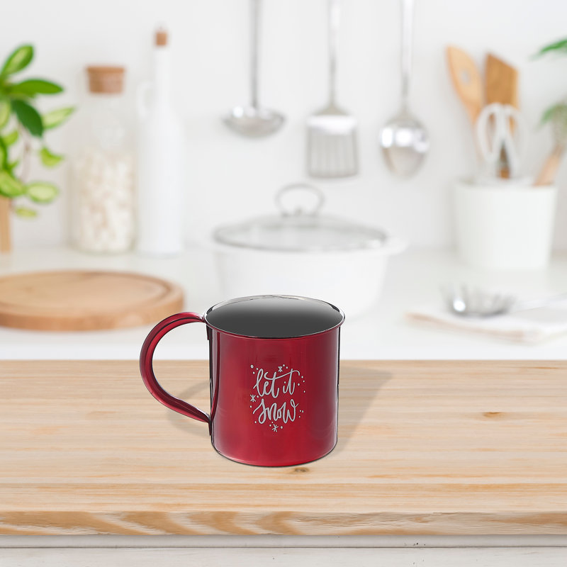 Tasse de Noël en acier inoxydable avec impression Let It Snow - ensemble de 2