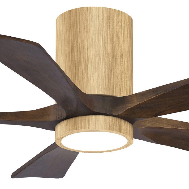 Ventilateur de plafond à 5 pales DEL avec ensemble d'éclairage inclus Irene, Érable clair, 42", Ton noyer