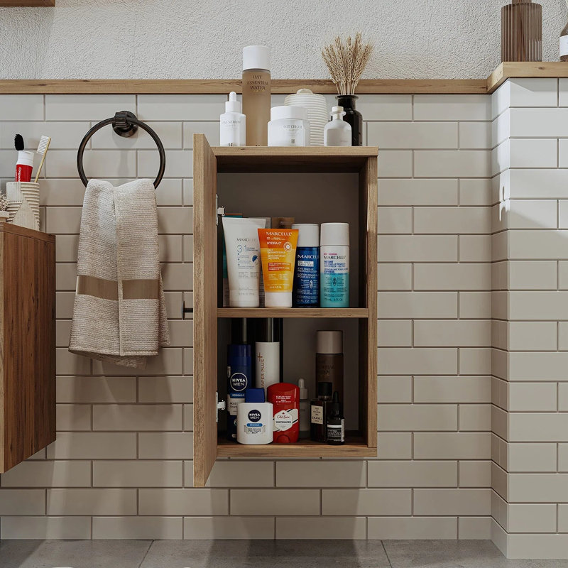 Rosaliyah Bathroom Towel Storage Cabinet, 60cm, Oak