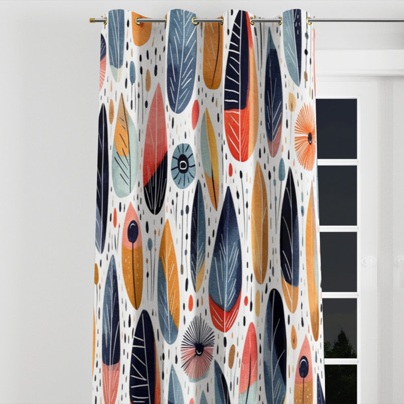 Andelynn - Abstract Grommet Curtain - Velvet Room Darkening - 1 Panel, 52" W x 108" L, Golden Grommets