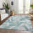 Machine Washable Indoor/Outdoor Claudian ACN1241 Teal Rug-103719044