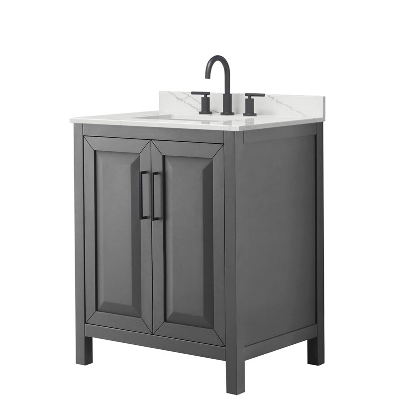 Daria 30'' W Vanity, Matte Black, Gray, Giotto Quartz