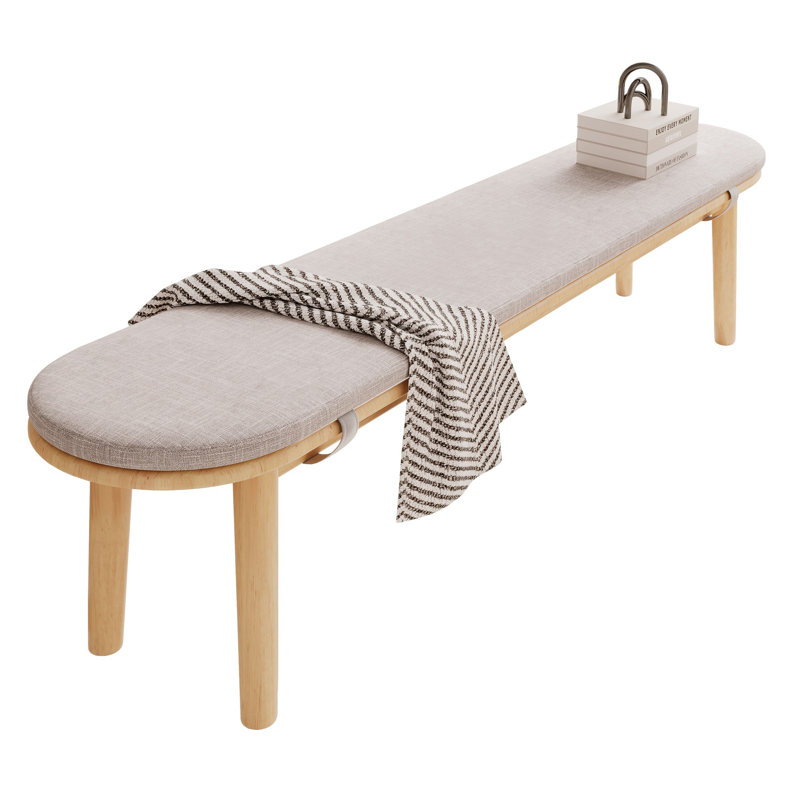 Wood Upholstered Bench Dining Bench End of Bed Bench, 17.3" H x 63" W x 11.8" D