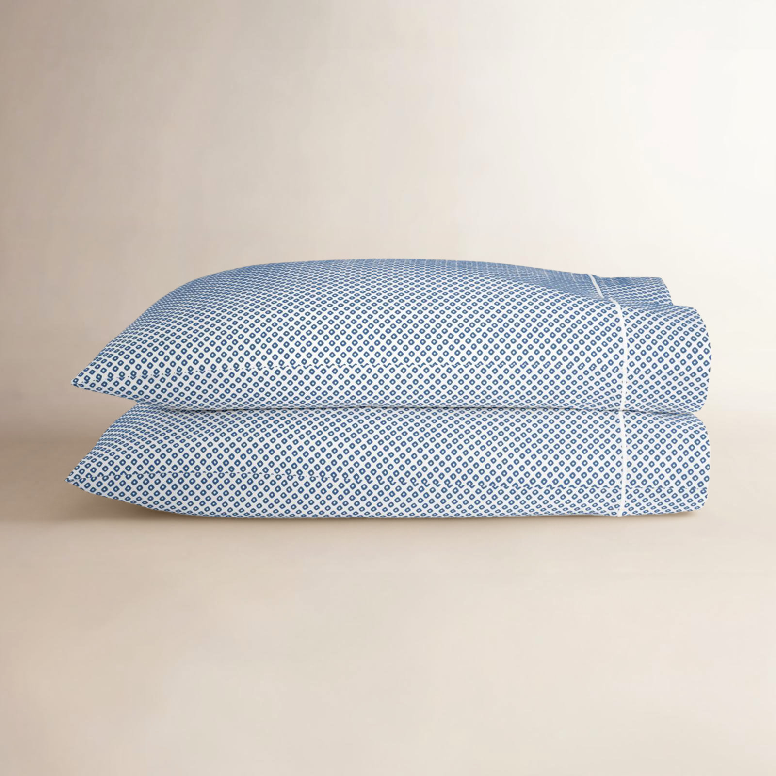 Emma 300 Thread Count Geometric Egyptian-Quality Cotton Sateen Pillowcase, King, Blue
