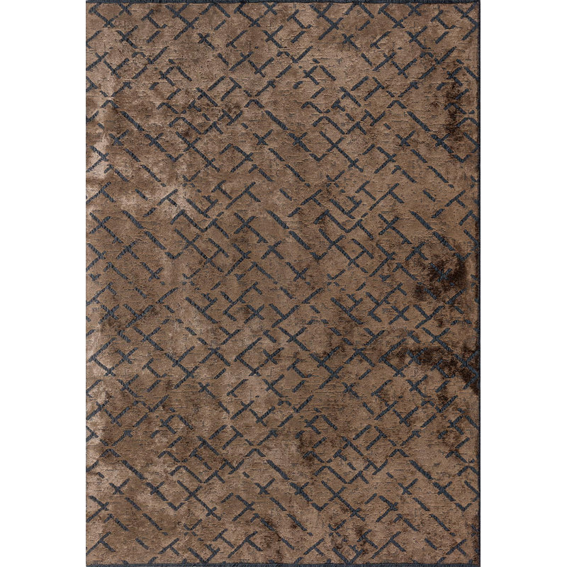 Rapture Abstract Area Rug in Brown, Rectangle 9' x 12'
