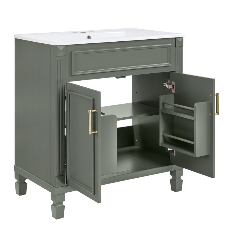 Meuble-lavabo en céramique Classic, Vert/doré