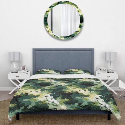 Camouflage Green Art Splatte Duvet Cover