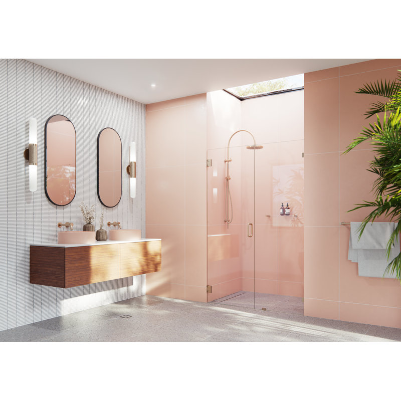 Illume 50.25 in. x 78 in. Fully Frameless Wall Hinge Shower Door, Brushed Bronze