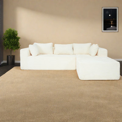 Compression Sectionals 100 Inch Corduroy Modern L Shaped Sofa For Home