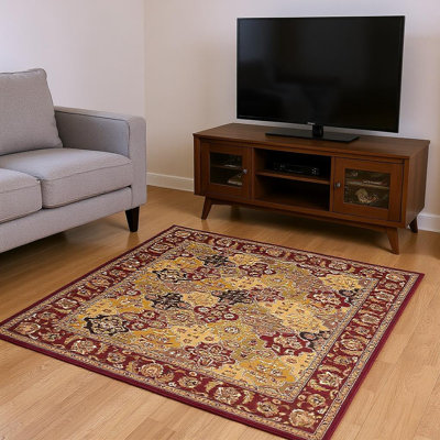 Tapis octogonal 8 pi 4poil rouge et noir