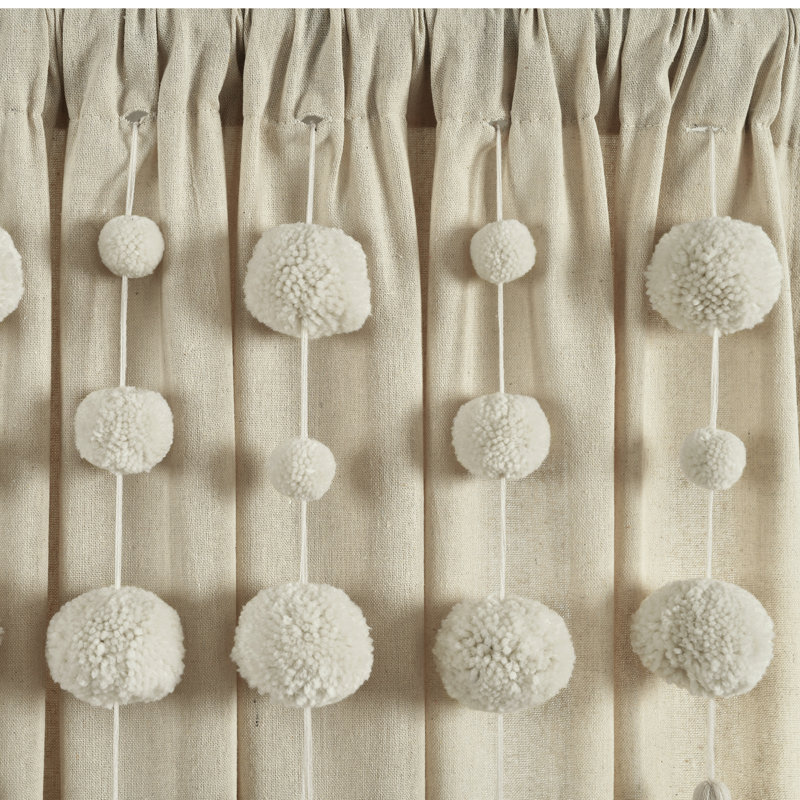 Cotton Blend Semi Sheer Curtain Single Panel, Beige, 52"W x 63"L