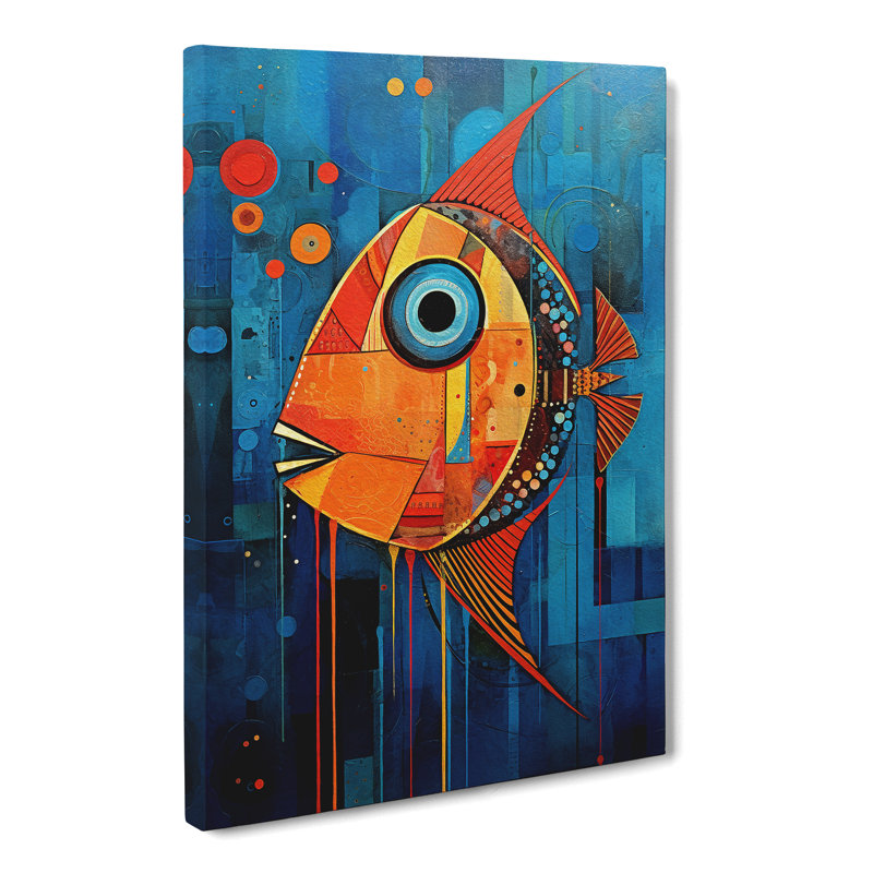 Fish Expressionism Art - Wrapped Canvas, 50cm H x 35cm W x 3cm D