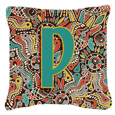 Coussin décoratif intérieur/extérieur tribal lettre-monogramme
