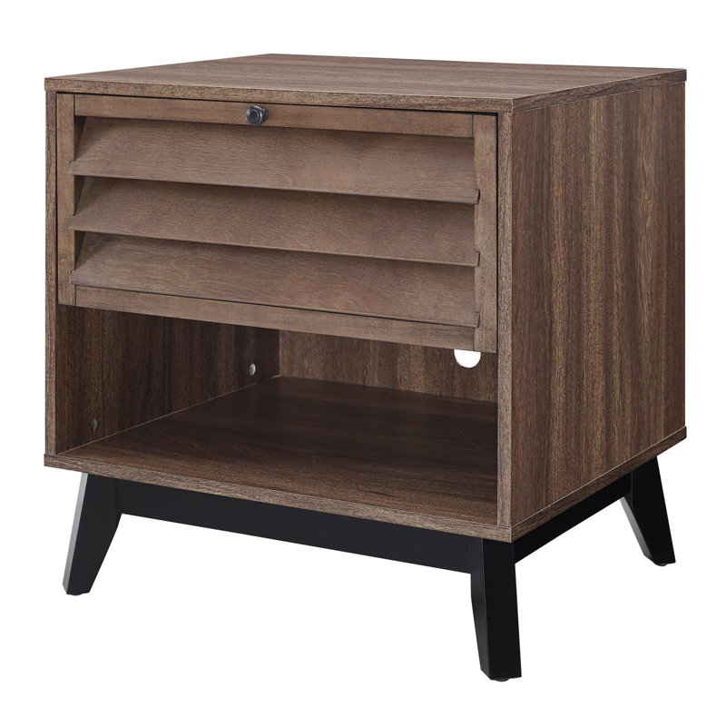 Merced Side Table with Storage, Brown Walnut