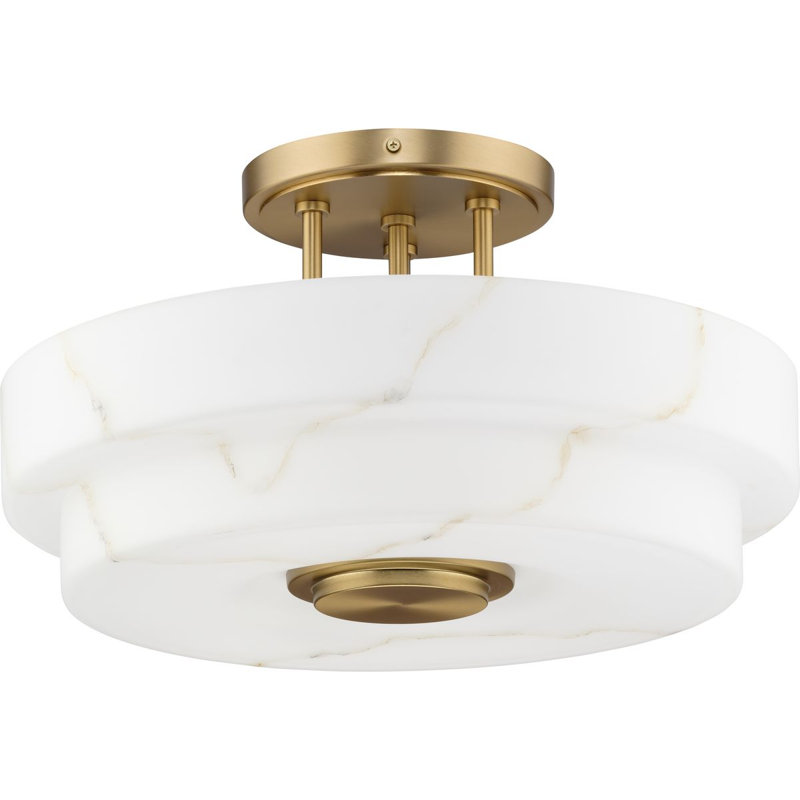 Plafonnier semi-encastré trois lumières de luxe moderne, Bronze brossé