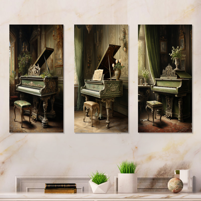 Piano Renaissance Resson - Ensemble de 3 reproductions d'art mural, Toile tendue, H 32 po x l 48 po