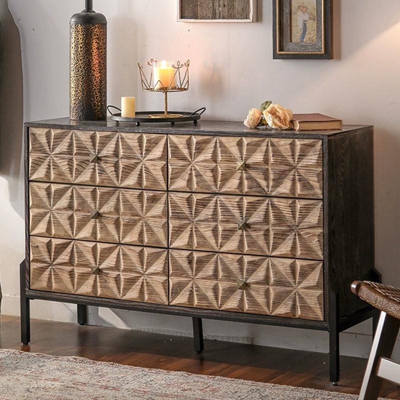 Buffet rétro en bois massif brun