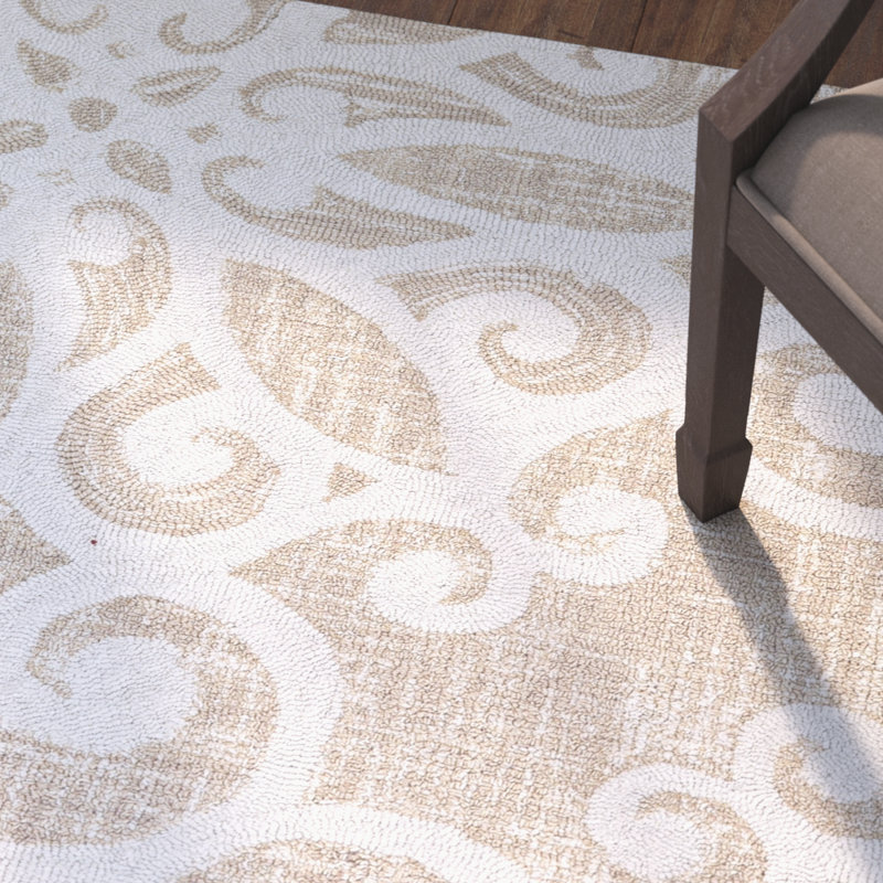 Tapis de zone crème/taupe tissé à la main Lissette, Rectangle 5 pi 2 po x 7 pi 4 po