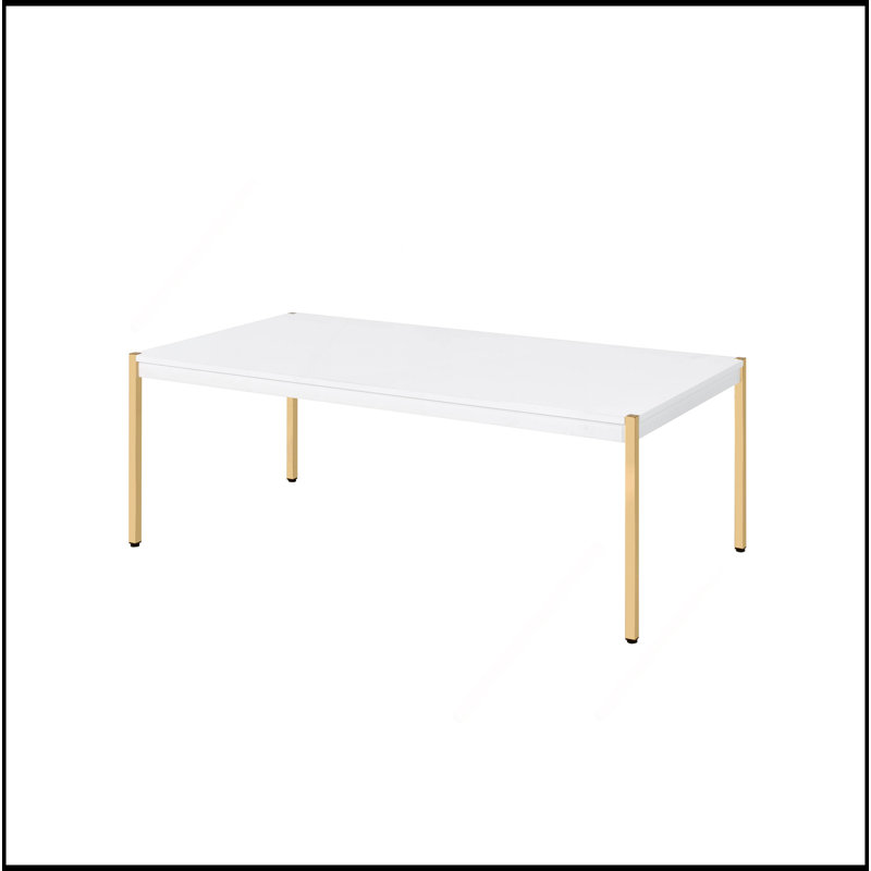 White & Gold Finish Coffee Table