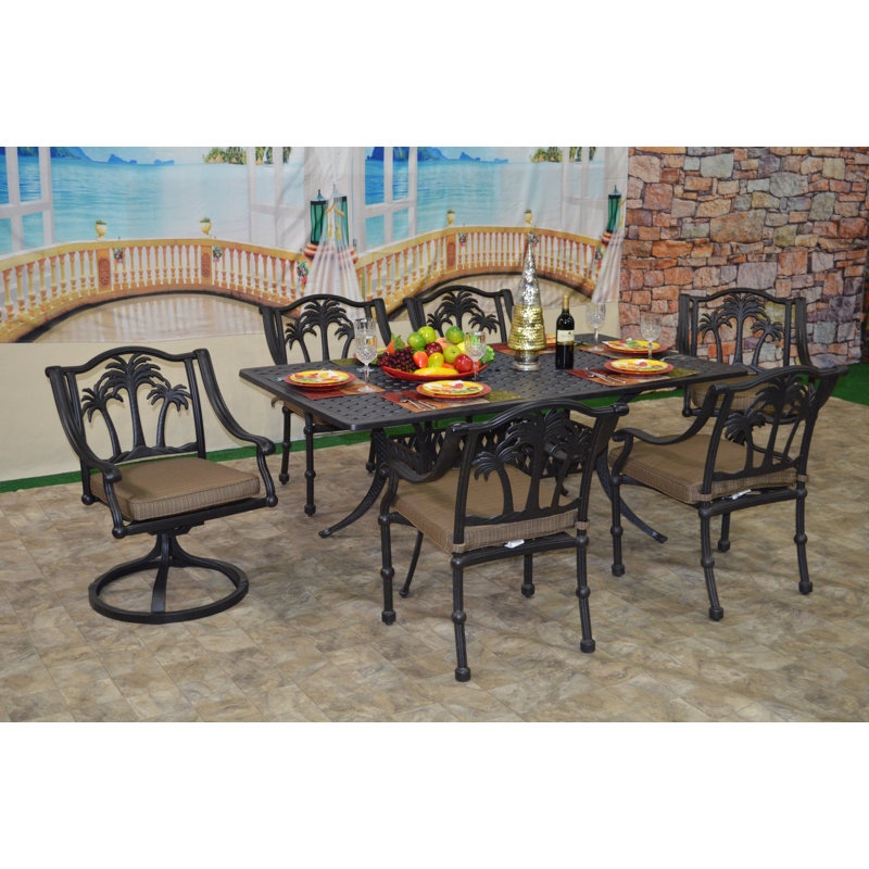 Maccharles 6 - Person Patio Dining Set with Rectangular Table , Cushions Included