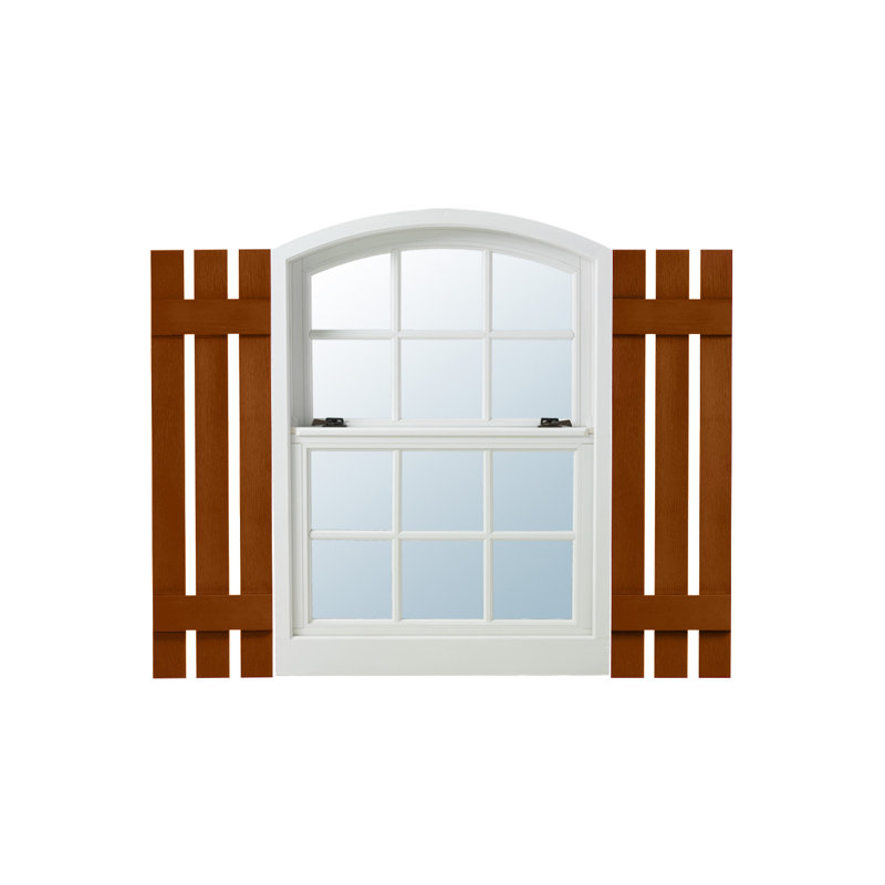 Gray Vinyl Board and Batten Exterior Shutters Set of 2