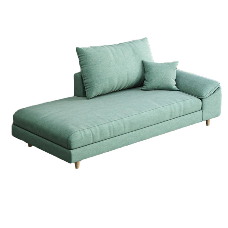 Chaise longue rembourrée Mayvis, Mélange de polyester cyan, Chaise longue à accoudoir droit