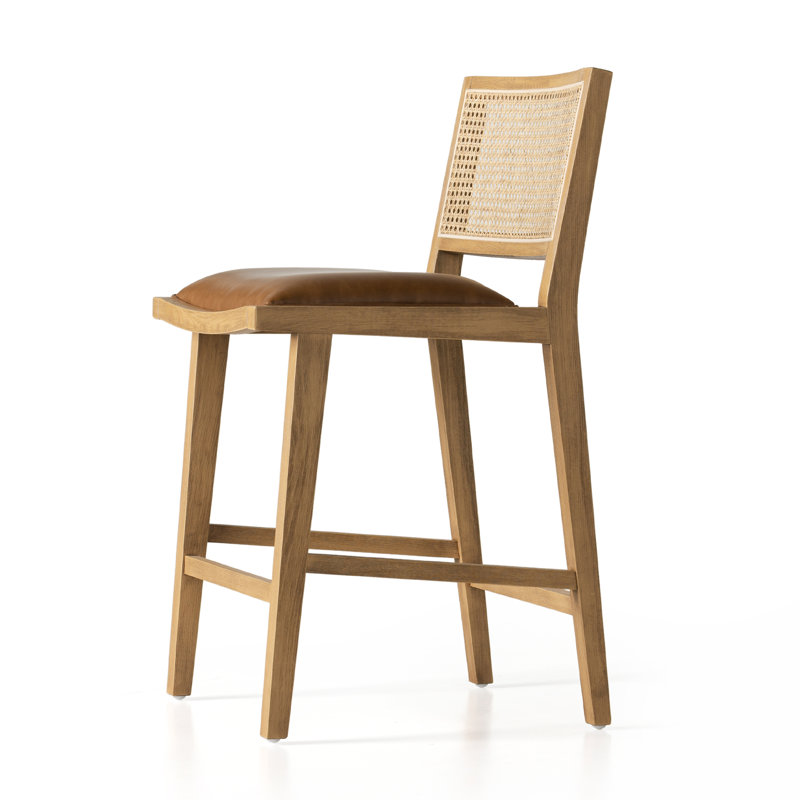 Caswell 27" Counter Stool, Counter Stool (27” Seat Height), Butterscotch Faux Leather